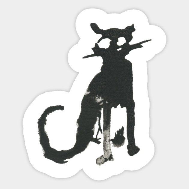 Sitting Black Cat Sticker by Bollocks